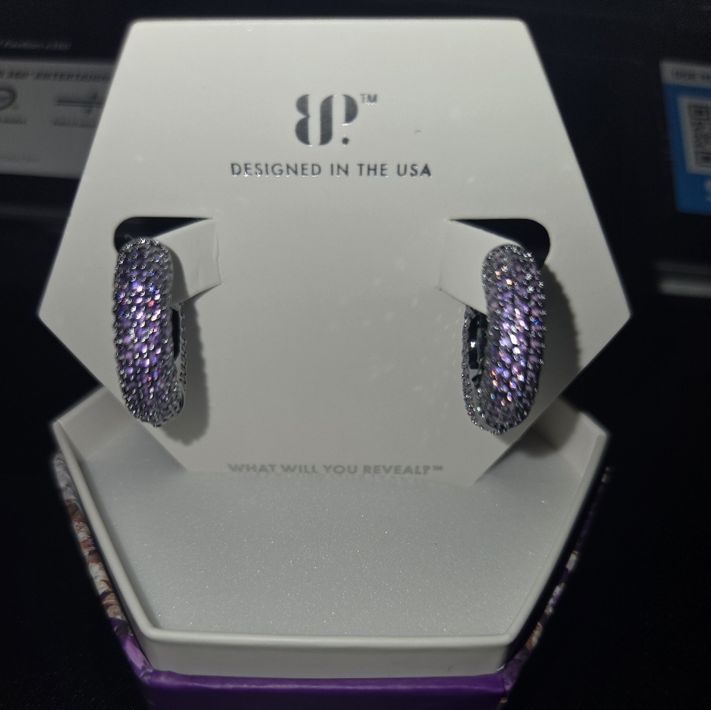 Purple and Silver Hoop Earrings